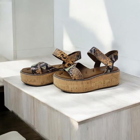 Franco Sarto Woman's size 6M faux Snake print. Velcro closure strap. See more... - Picture 9 of 10